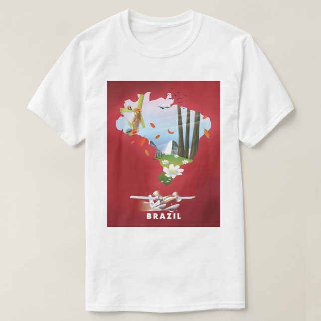 Camiseta Afiche de viaje ilustrado por Brasil. (Diseño del anverso)