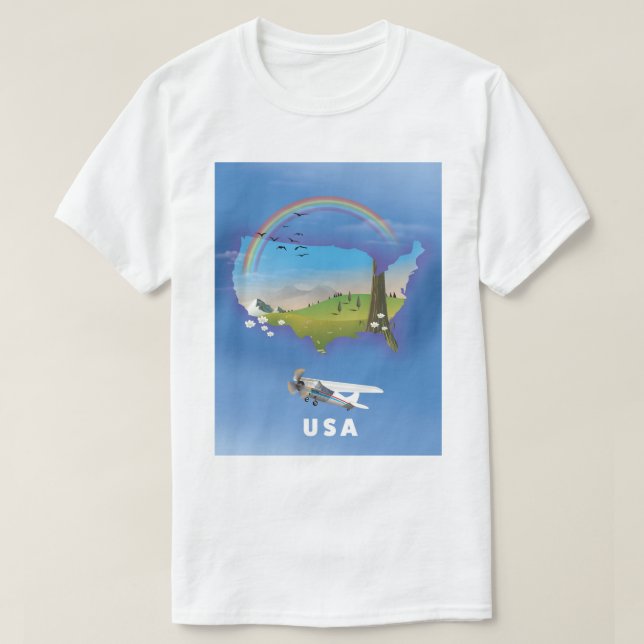 Camiseta Afiche de viaje ilustrado por USA (Diseño del anverso)