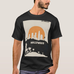 Camiseta Afiche de viaje mínimo de Hollywood en Los Ángeles
