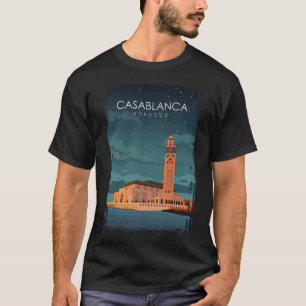 Camiseta Afiche de viaje mínimo de la cosecha de Casablanca