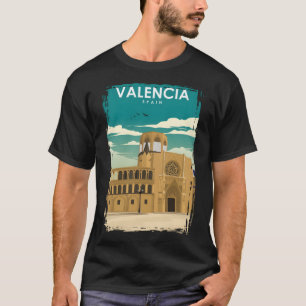 Camiseta Afiche de viaje mínimo retro de Valencia España
