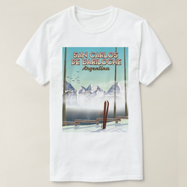 Camiseta Afiche de viaje para esquí de San Carlos de Barilo (Diseño del anverso)