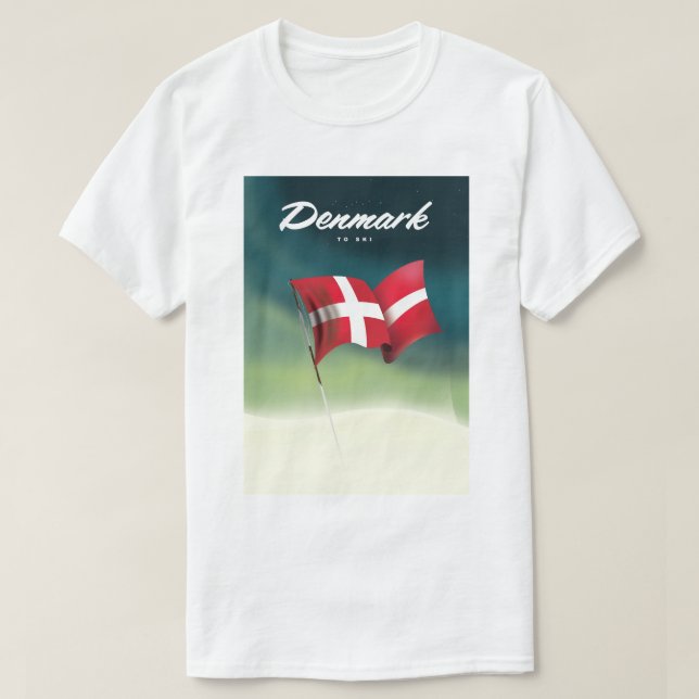 Camiseta Afiche de viaje "Para esquiar" de Dinamarca (Diseño del anverso)