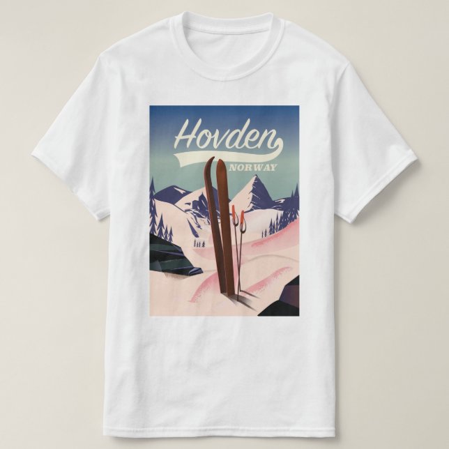 Camiseta Afiche de viaje para esquiar de Hovden. (Diseño del anverso)