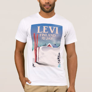 Camiseta Afiche de viaje para esquiar de Levi, Finlandia