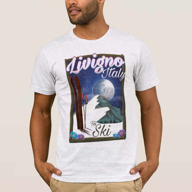 Camiseta Afiche de viaje para esquiar de Livigno Italy (Anverso)
