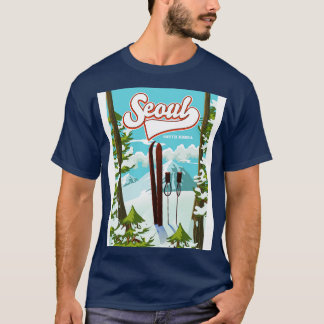 Camiseta Afiche de viaje para esquiar en Seúl, Corea del Su