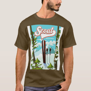 Camiseta Afiche de viaje para esquiar en Seúl, Corea del Su