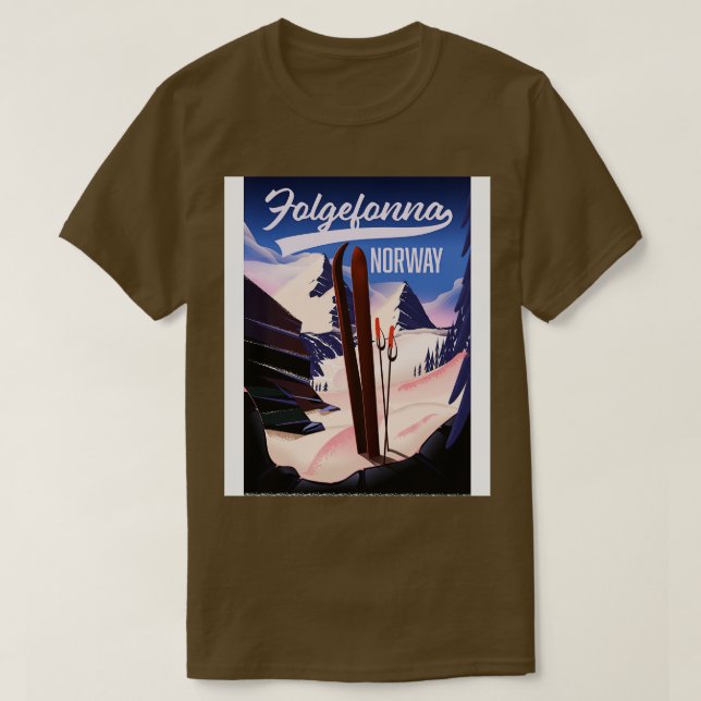Camiseta Afiche de viaje para esquiar Folgefonna norway (Diseño del anverso)