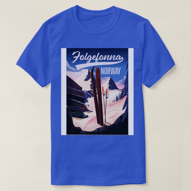 Camiseta Afiche de viaje para esquiar Folgefonna norway (Diseño del anverso)