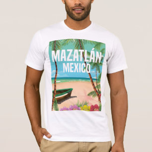 Camiseta Afiche de viaje por la playa de Mazatlán México Vi