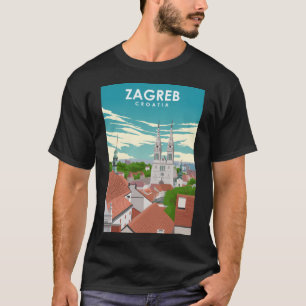 Camiseta Afiche de viaje retro mínimo de cosecha de zagreb 