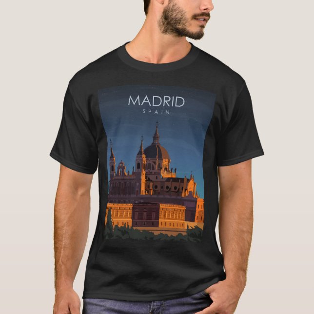 Camiseta Afiche de viaje retro mínimo de la cosecha en Madr (Anverso)
