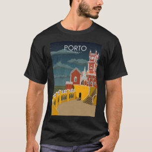 Camiseta Afiche de viaje retro mínimo de la época de Oporto