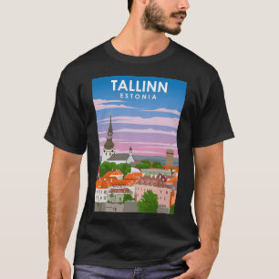 Camiseta Afiche de viaje retro mínimo de la época de Talin