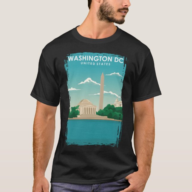 Camiseta Afiche de viaje retro mínimo de la época de Washin (Anverso)