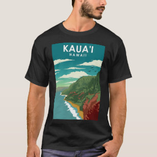 Camiseta Afiche de viaje retro mínimo en la época de Kauai