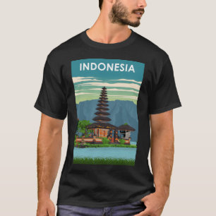 Camiseta Afiche de viaje retro mínimo indonesio