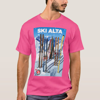 Camiseta Afiche de viaje Ski Alta de estilo vintage