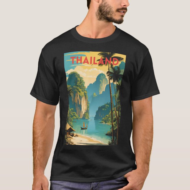 Camiseta Afiche de viaje tradicional de Tailandia (Anverso)