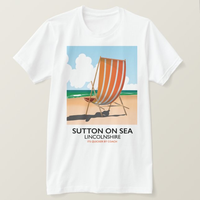 Camiseta Afiche de viajes a la costa de Sutton on Sea. (Anverso del diseño)