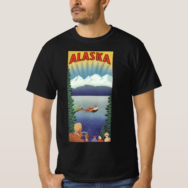 Camiseta Afiche de Viajes de Alaska, paisaje escénico (Anverso)