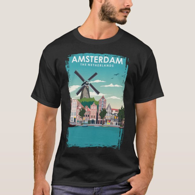 Camiseta Afiche de viajes de Ámsterdam (Anverso)