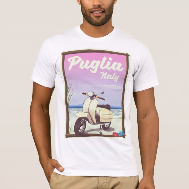 Camiseta Afiche de viajes de Apulia Italia. (Anverso)