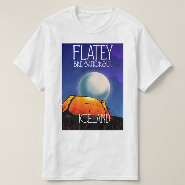 Camiseta Afiche de viajes de Grímsey Islandia (Diseño del anverso)