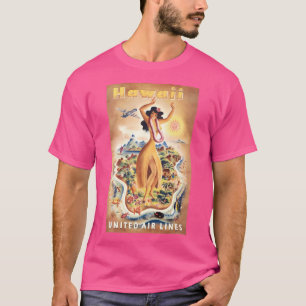 Camiseta Afiche De Viajes De Hawaii United Airlines De Los