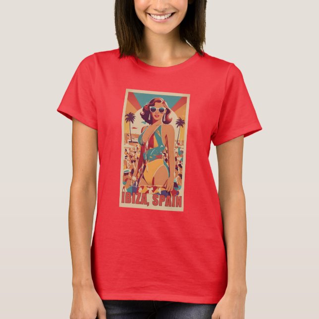 Camiseta Afiche de viajes de Ibiza, España (Anverso)