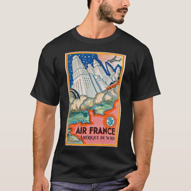 Camiseta Afiche de viajes de la aerolínea Art deco (Anverso)