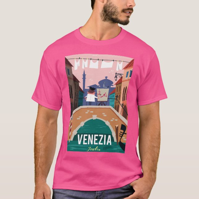 Camiseta Afiche de Viajes de Venecia (Anverso)