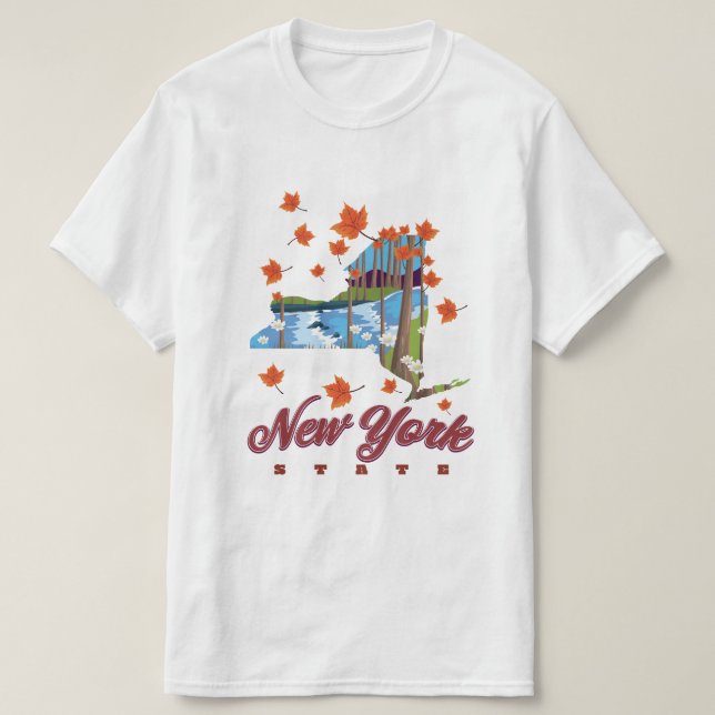 Camiseta Afiche de viajes del Estado de Nueva York (Diseño del anverso)
