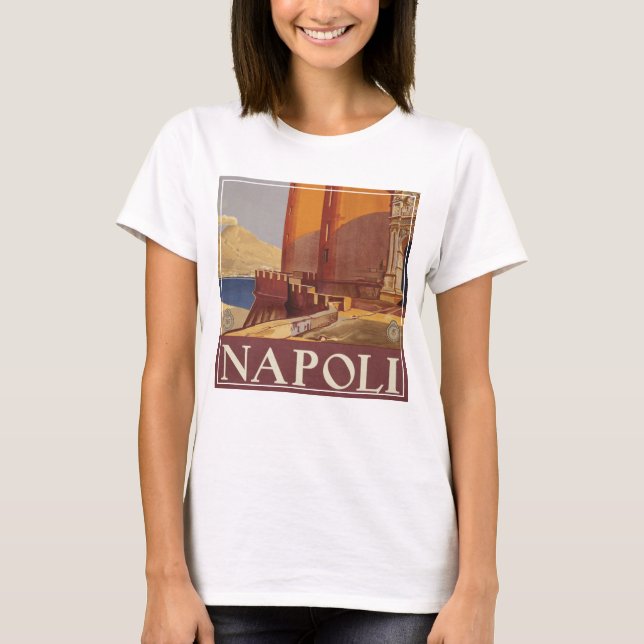 Camiseta Afiche De Viajes Del Vesubio Y La Bahía De Nápoles (Anverso)