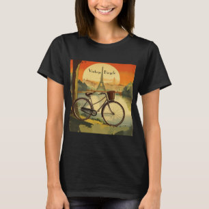 Camiseta Afiche de viajes en bicicleta, personalizable de P