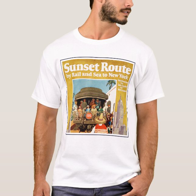 Camiseta Afiche De Viajes Para La Ruta Del Atardecer Por Fe (Anverso)