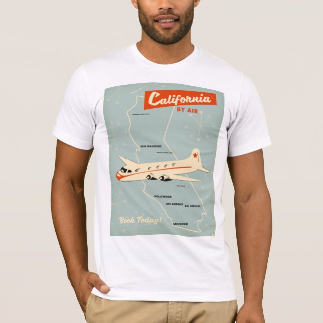 Camiseta Afiche de viajes "por aire" de California al estil (Anverso)