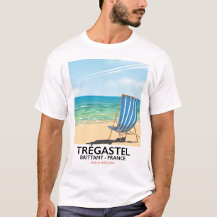 Camiseta Afiche de viajes por la playa de Trégastel, Bretañ