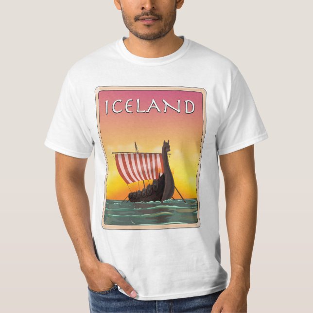 Camiseta Afiche de Viking Travel de Islandia (Anverso)