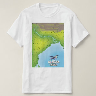 Camiseta Afiche del mapa de viajes de Ganges India