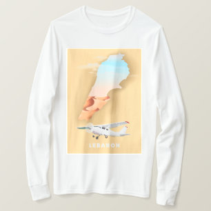 Camiseta Afiche ilustrado del mapa de viajes del Líbano