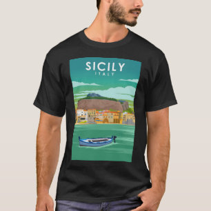 Camiseta Afiche Mínimo de Viaje de Sicilia Italia Palermo V