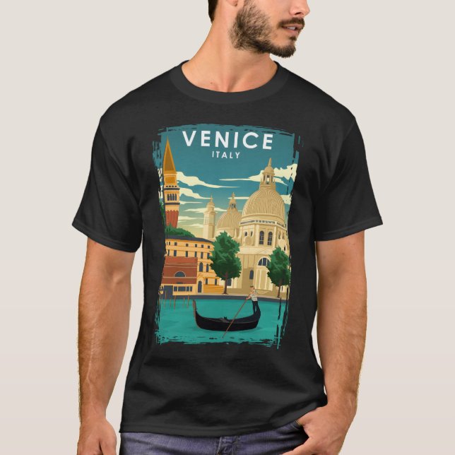 Camiseta Afiche Mínimo de Viaje de Venecia Italia (Anverso)