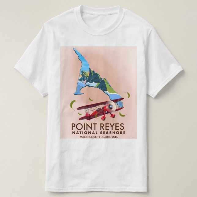 Camiseta afiche nacional de viajes a la costa de point reye (Diseño del anverso)