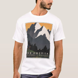 Camiseta Afiche Vintage Que Promueve Viajes A Montana.