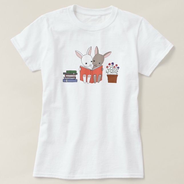 Camiseta Aficionado a los libros lindo de los conejitos de (Diseño del anverso)