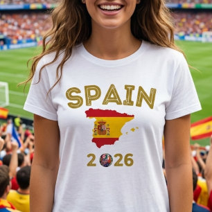Camiseta Aficionado de Fútbol Español Mapa Retró Dorado Ban