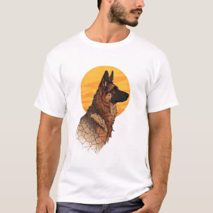 Camiseta Aficionado de los Perros Gráfico de Pastor Alemán