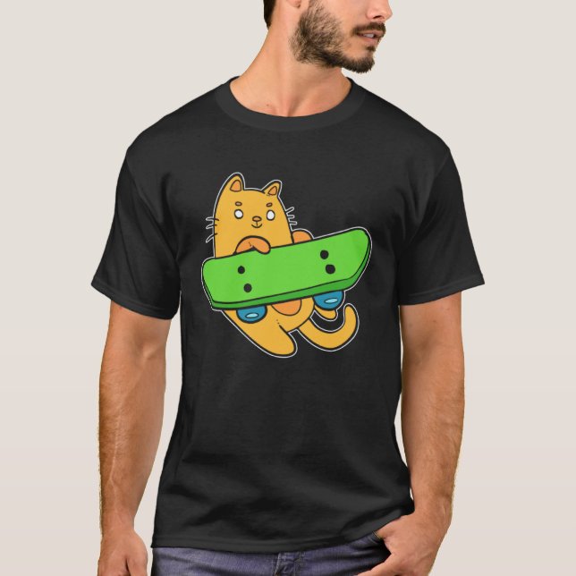 Camiseta Aficionado de patineta de gato (Anverso)